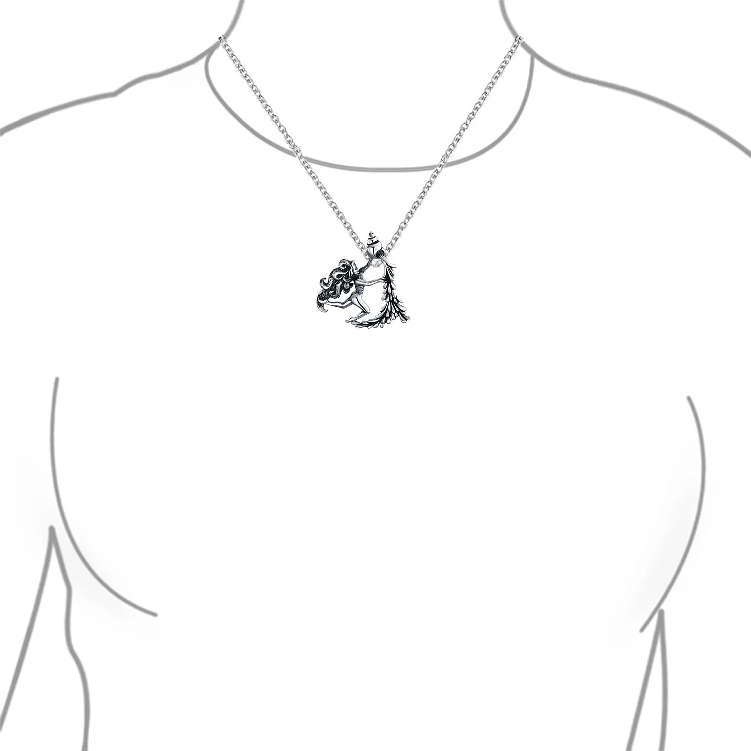 Unisex Vintage Zodiac Sign Pendant Necklace in Oxidized Sterling Silver