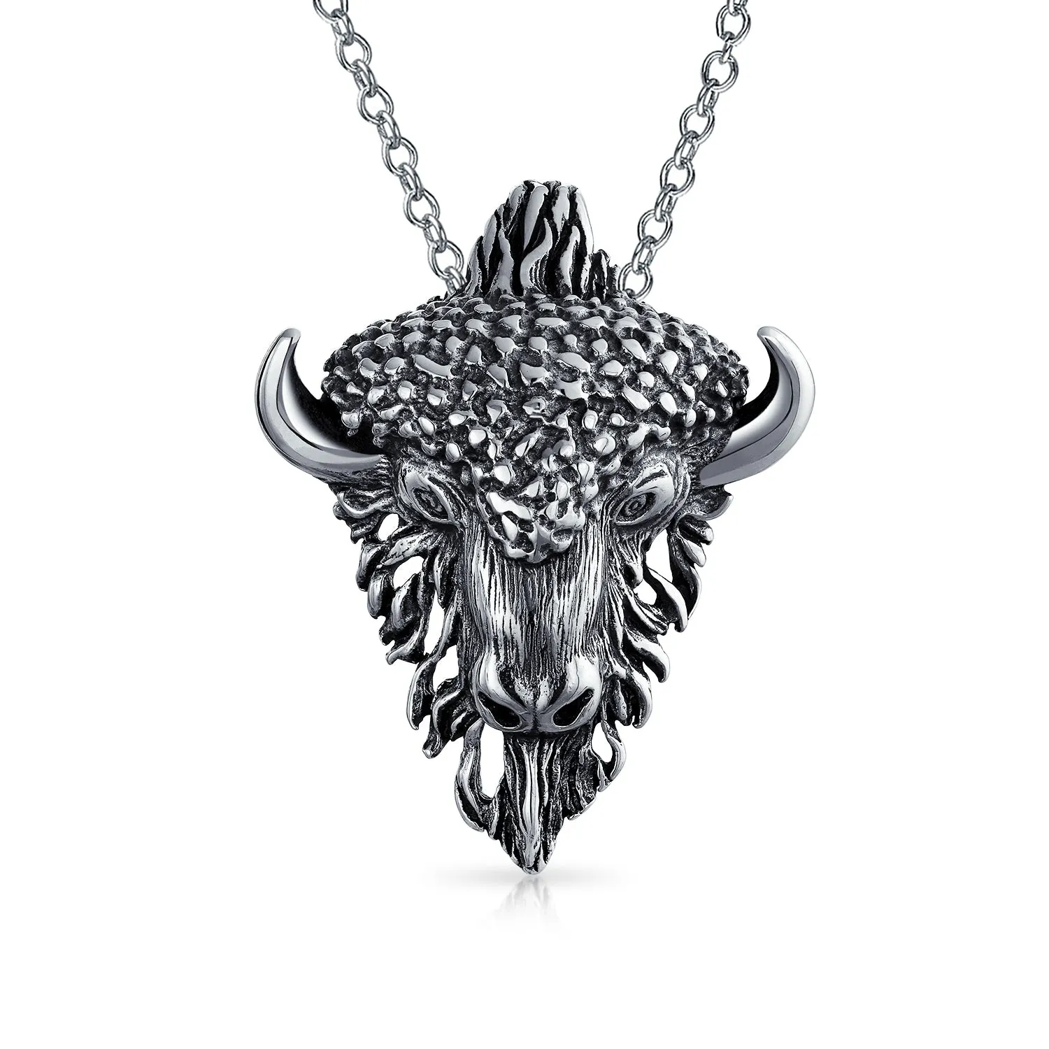 Unisex Vintage Zodiac Sign Pendant Necklace in Oxidized Sterling Silver