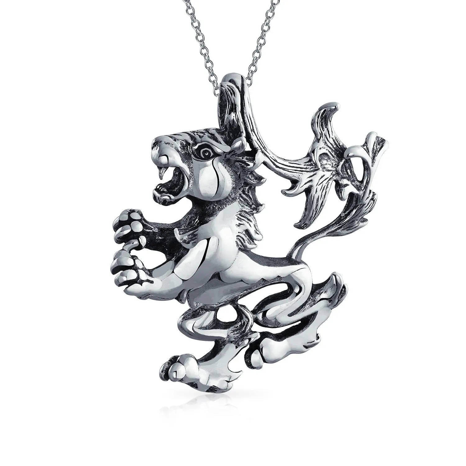 Unisex Vintage Zodiac Sign Pendant Necklace in Oxidized Sterling Silver