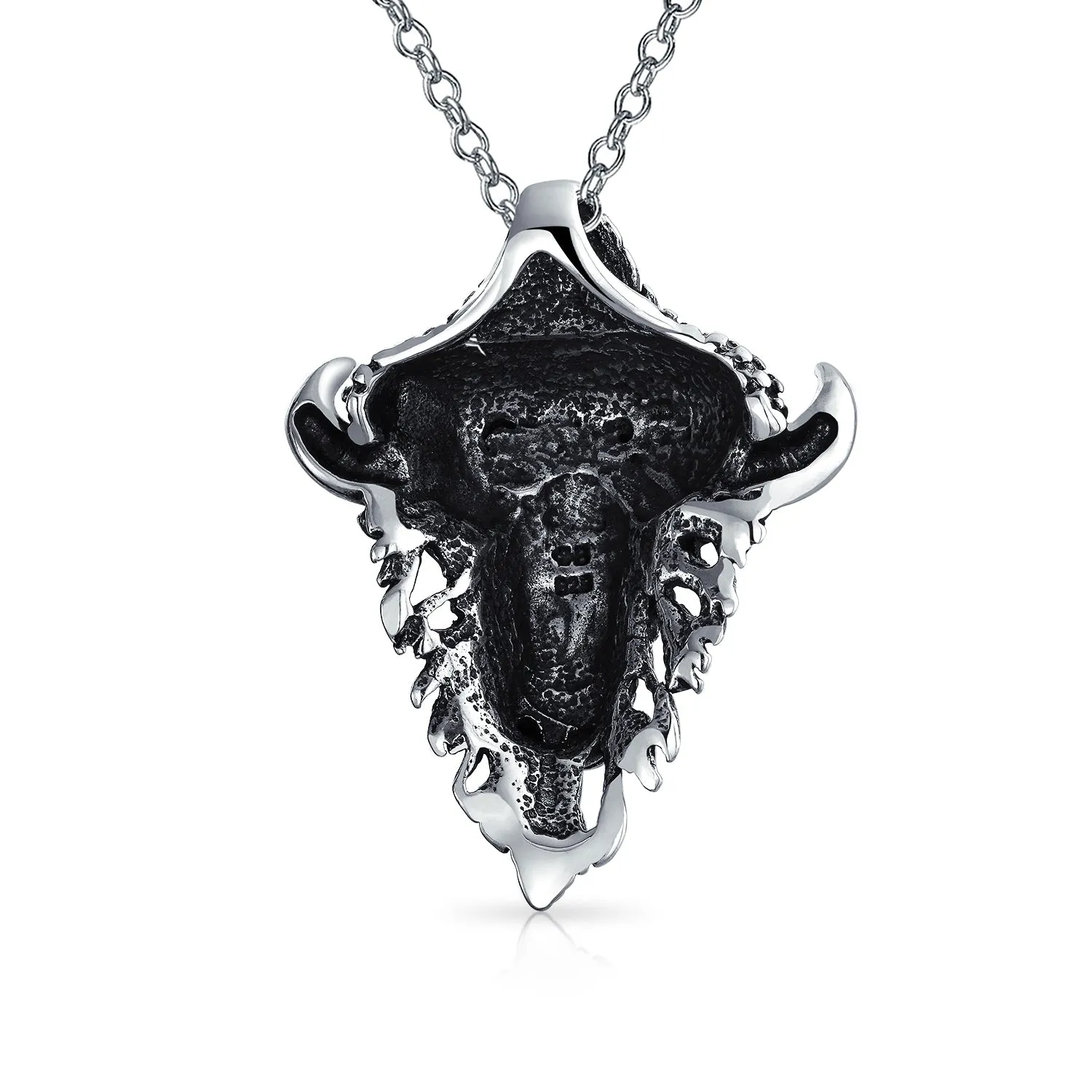 Unisex Vintage Zodiac Sign Pendant Necklace in Oxidized Sterling Silver