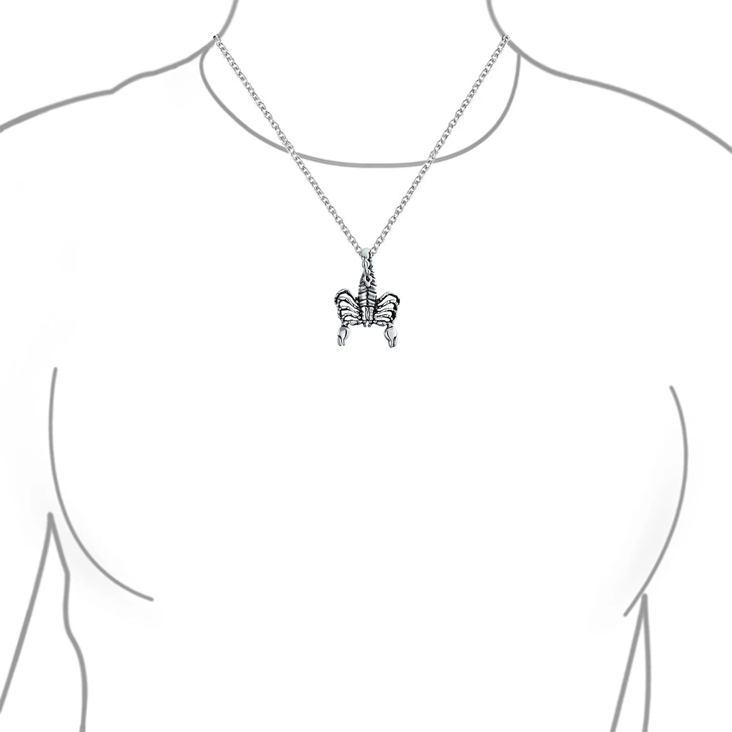 Unisex Vintage Zodiac Sign Pendant Necklace in Oxidized Sterling Silver