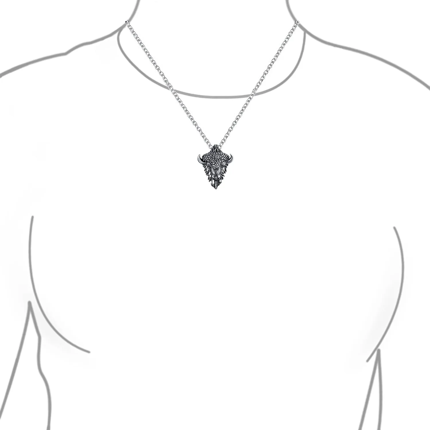 Unisex Vintage Zodiac Sign Pendant Necklace in Oxidized Sterling Silver