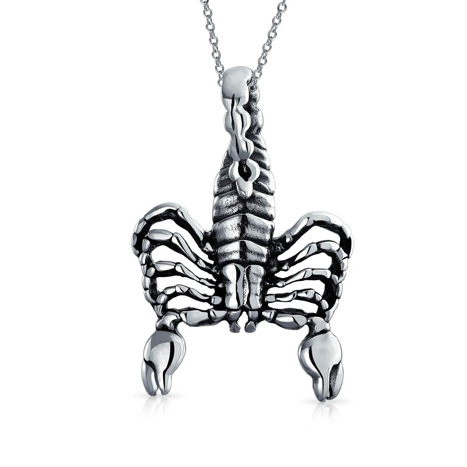 Unisex Vintage Zodiac Sign Pendant Necklace in Oxidized Sterling Silver