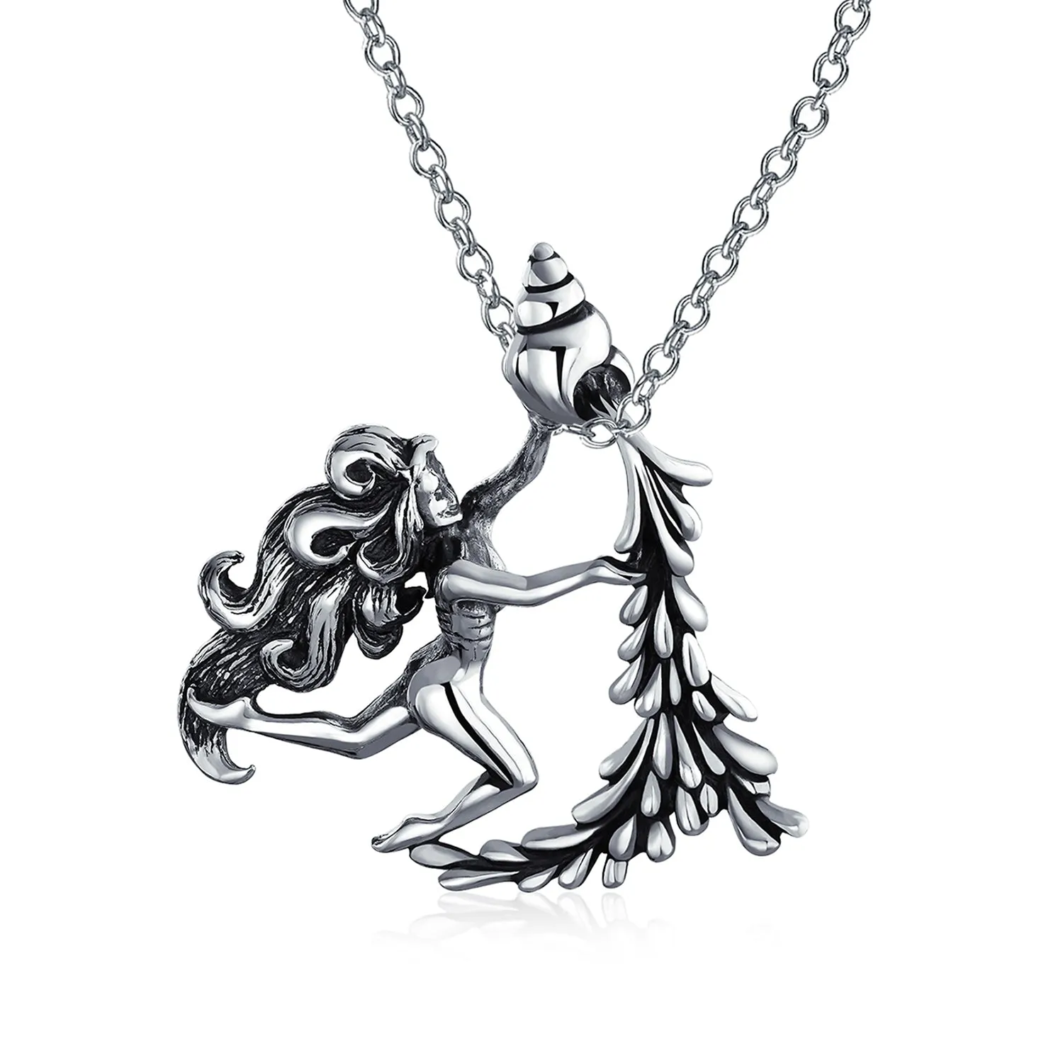 Unisex Vintage Zodiac Sign Pendant Necklace in Oxidized Sterling Silver