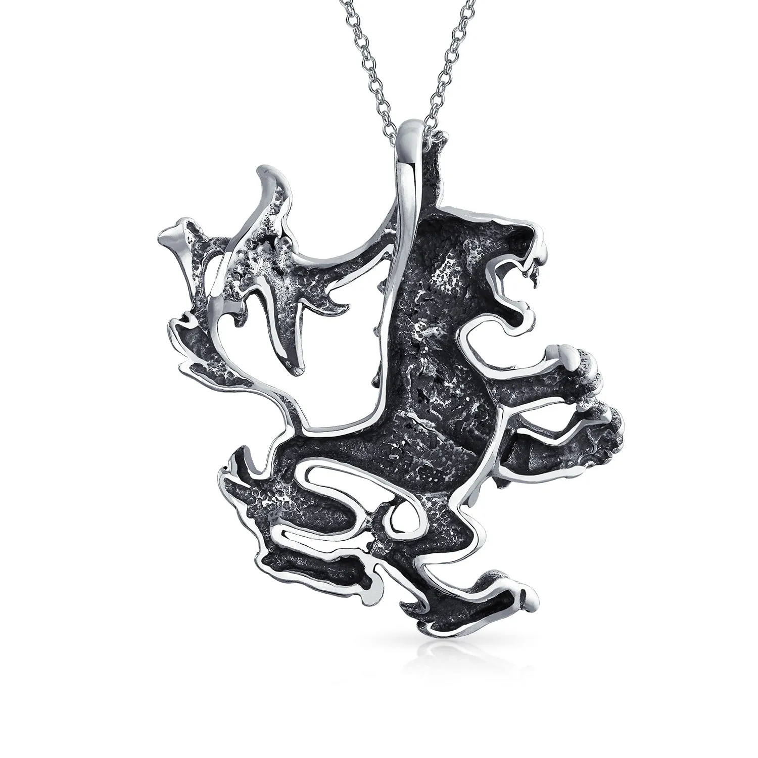 Unisex Vintage Zodiac Sign Pendant Necklace in Oxidized Sterling Silver