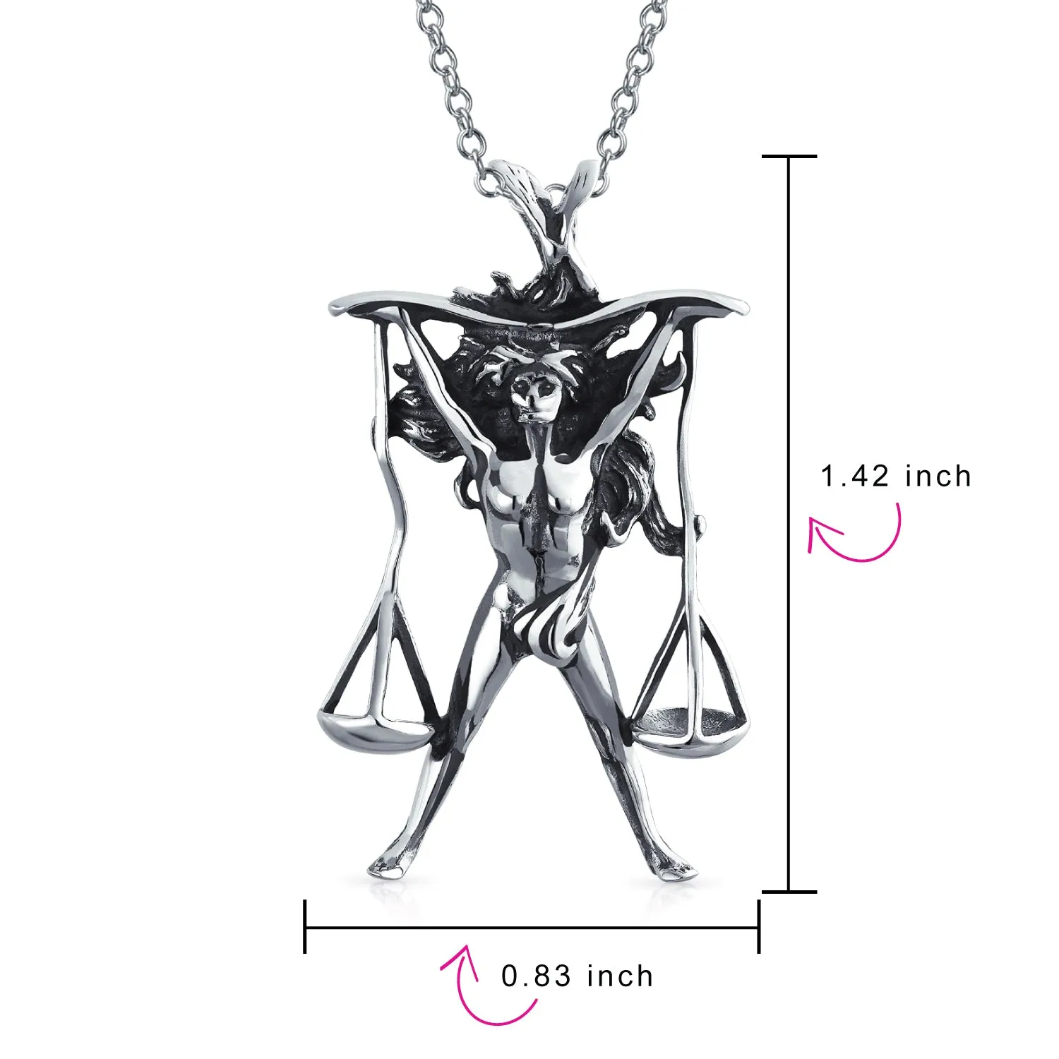 Unisex Vintage Zodiac Sign Pendant Necklace in Oxidized Sterling Silver