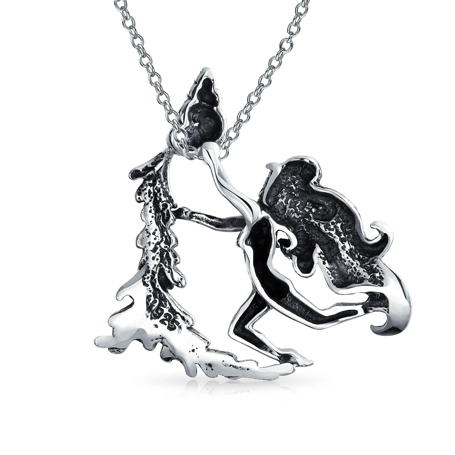 Unisex Vintage Zodiac Sign Pendant Necklace in Oxidized Sterling Silver