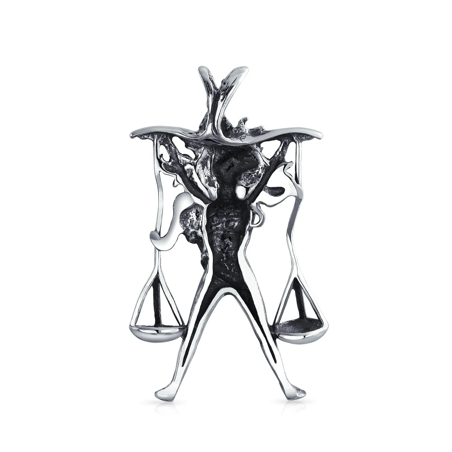 Unisex Vintage Zodiac Sign Pendant Necklace in Oxidized Sterling Silver