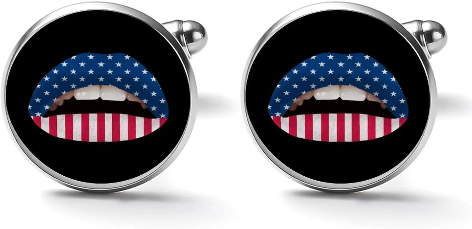 U.S. Lips Cuff Links Mens Jewelry Tuxedo Studs Shirt Cufflinks Accessories Wedding Business Party