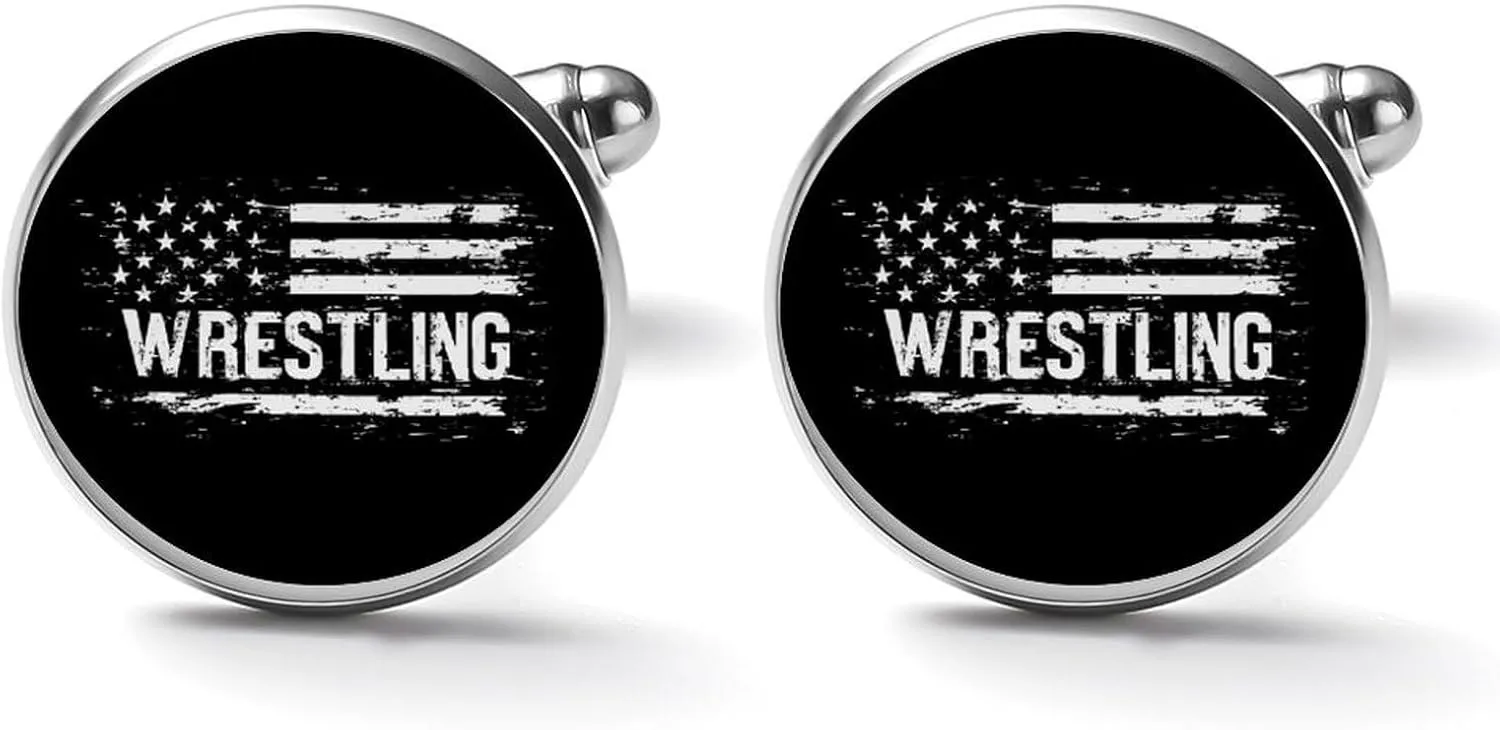 U.S.A Flag Wrestling Cuff Links Mens Jewelry Tuxedo Studs Shirt Cufflinks Accessories Wedding Business Party