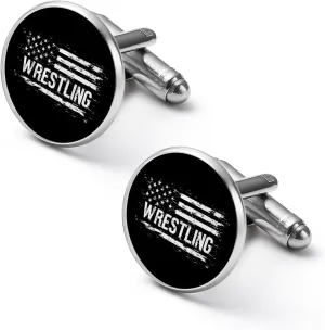 U.S.A Flag Wrestling Cuff Links Mens Jewelry Tuxedo Studs Shirt Cufflinks Accessories Wedding Business Party