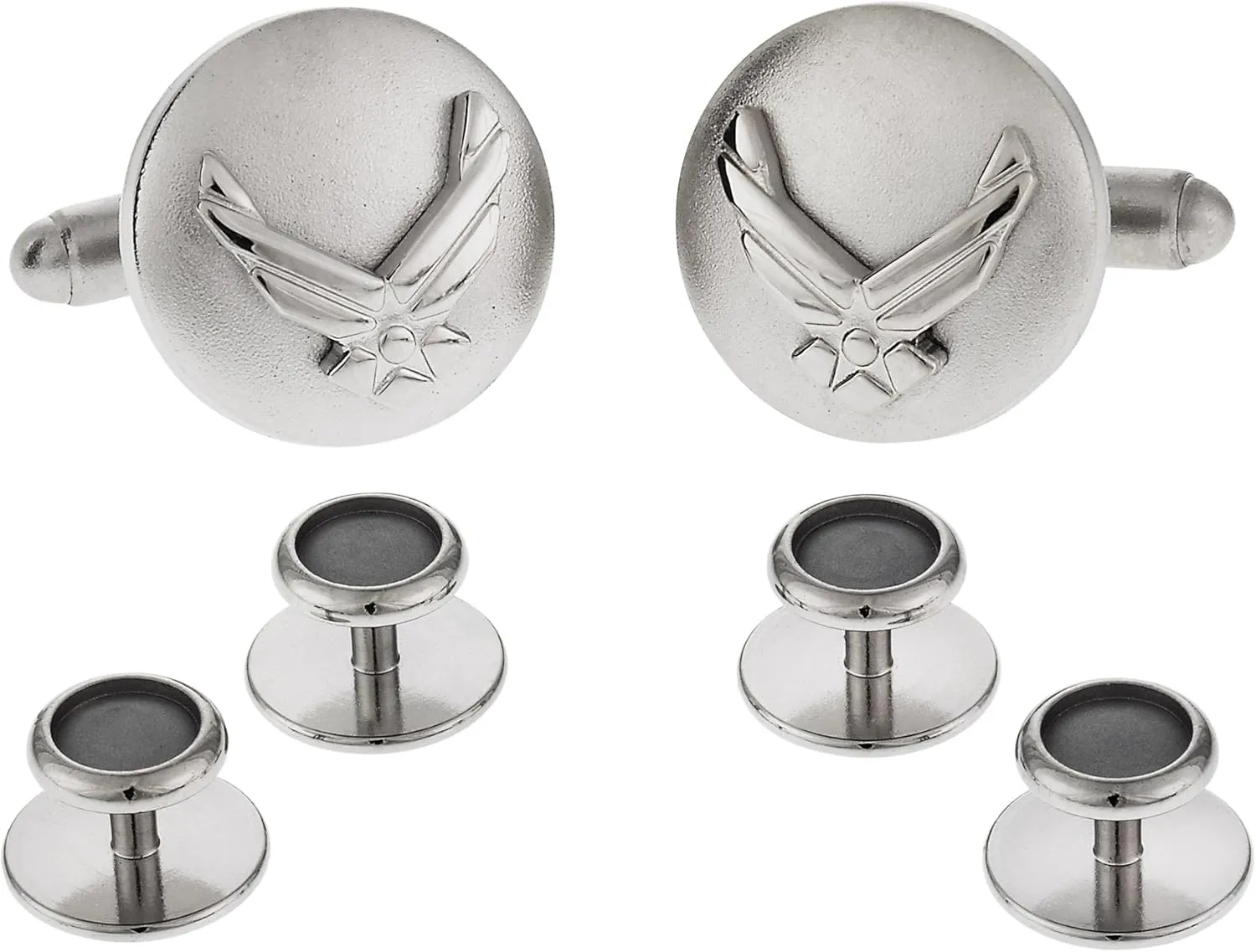 USAF Air Force Eagle Device Cufflinks and Studs Formal Set in Silver with Presentation Gift Box - Airforce Cufflinks Studs Tuxedo