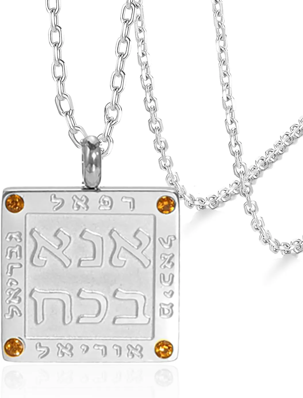 VASSAGO Archangel Necklace for Women Men Stainless Steel Michael Gabriel Raphael Uriel Pendant Necklace Hebrew Jewish Religious Jewelry