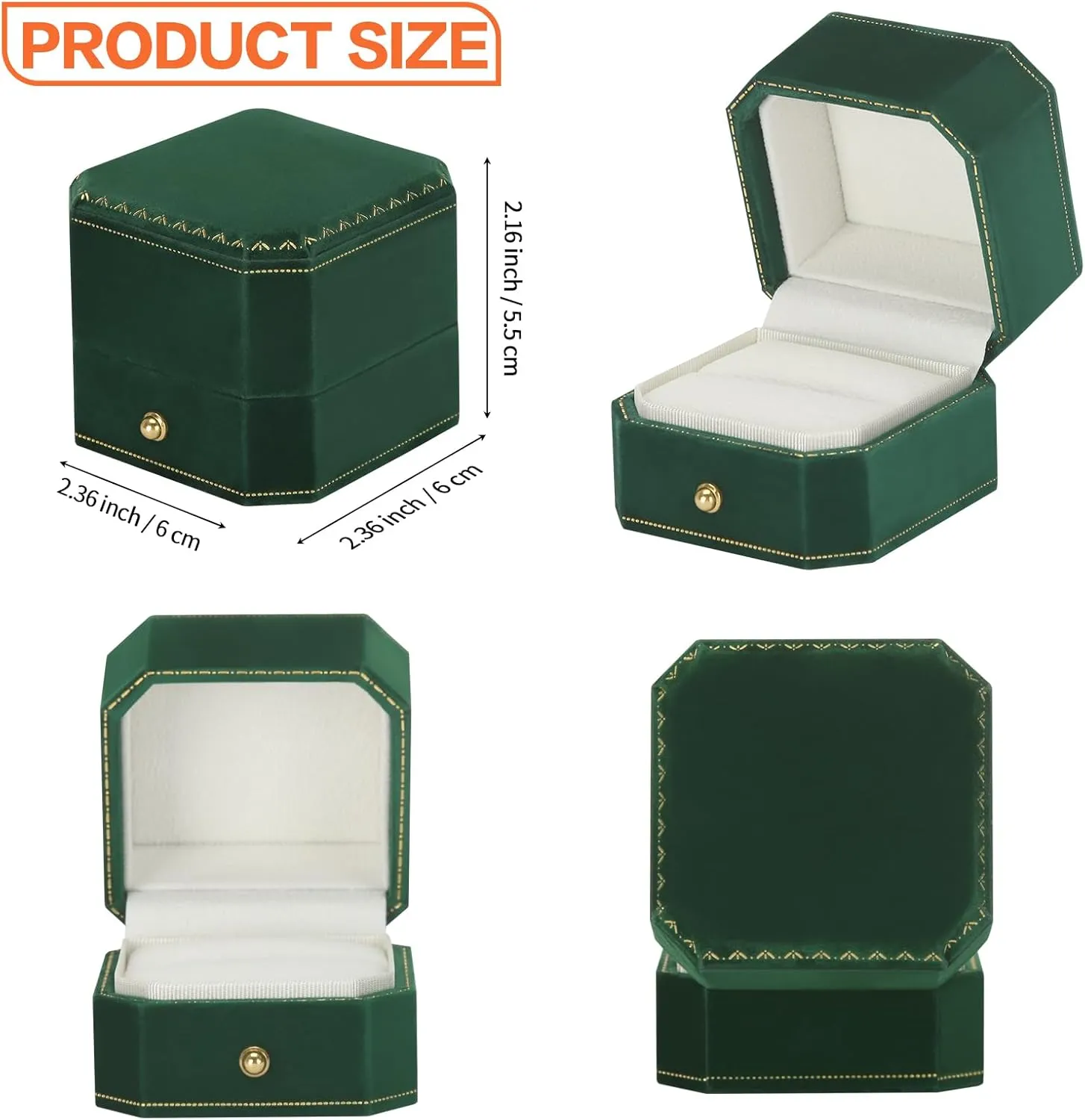 Velvet Wedding Ring Gift Box, Small Jewelry Ring Earring Studs Display Holder Case for Wedding Day Proposal Engagement Anniversary for Women Girl (Green)