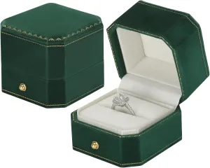 Velvet Wedding Ring Gift Box, Small Jewelry Ring Earring Studs Display Holder Case for Wedding Day Proposal Engagement Anniversary for Women Girl (Green)