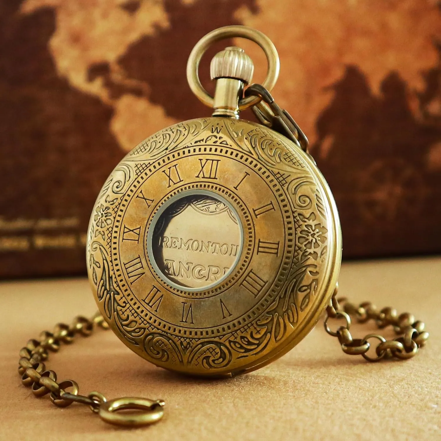 VIGOROSO Mechanical Hand-Wind Pocket Watch for Men, Half Hunter Double Covers 24-Hour Day Moon Phase, Luxury Watches with Tourbillon in Box