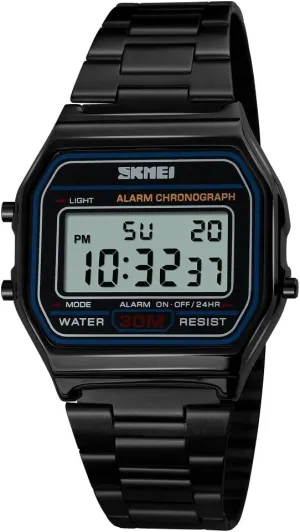 VIGOROSO Men Lady Vintage Retro Gold Stainless Steel Digital Casual Watch Alarm Stopwatch