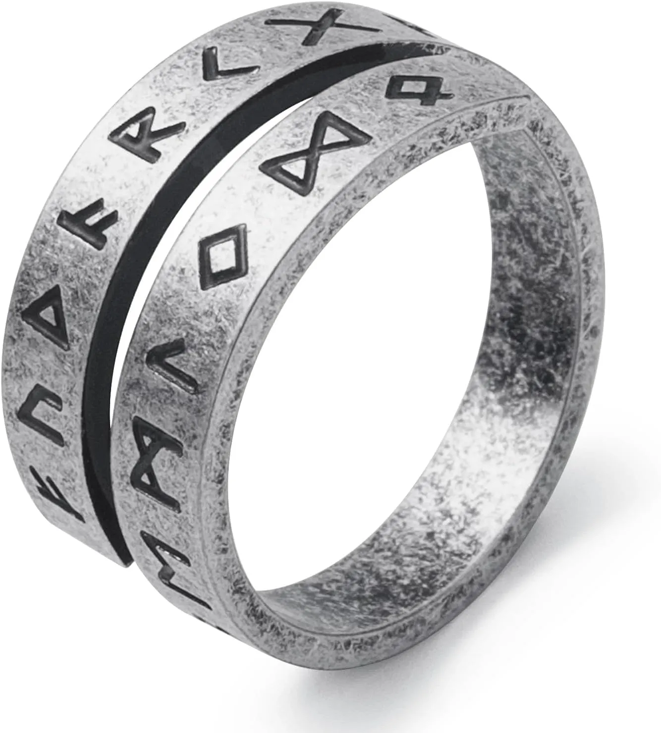 Viking Rings Stainless Steel Viking Norse Runes Wolf Raven Tree of Life Band Ring Jewelry for Men Women Size 7/8/9/10/11/12/13