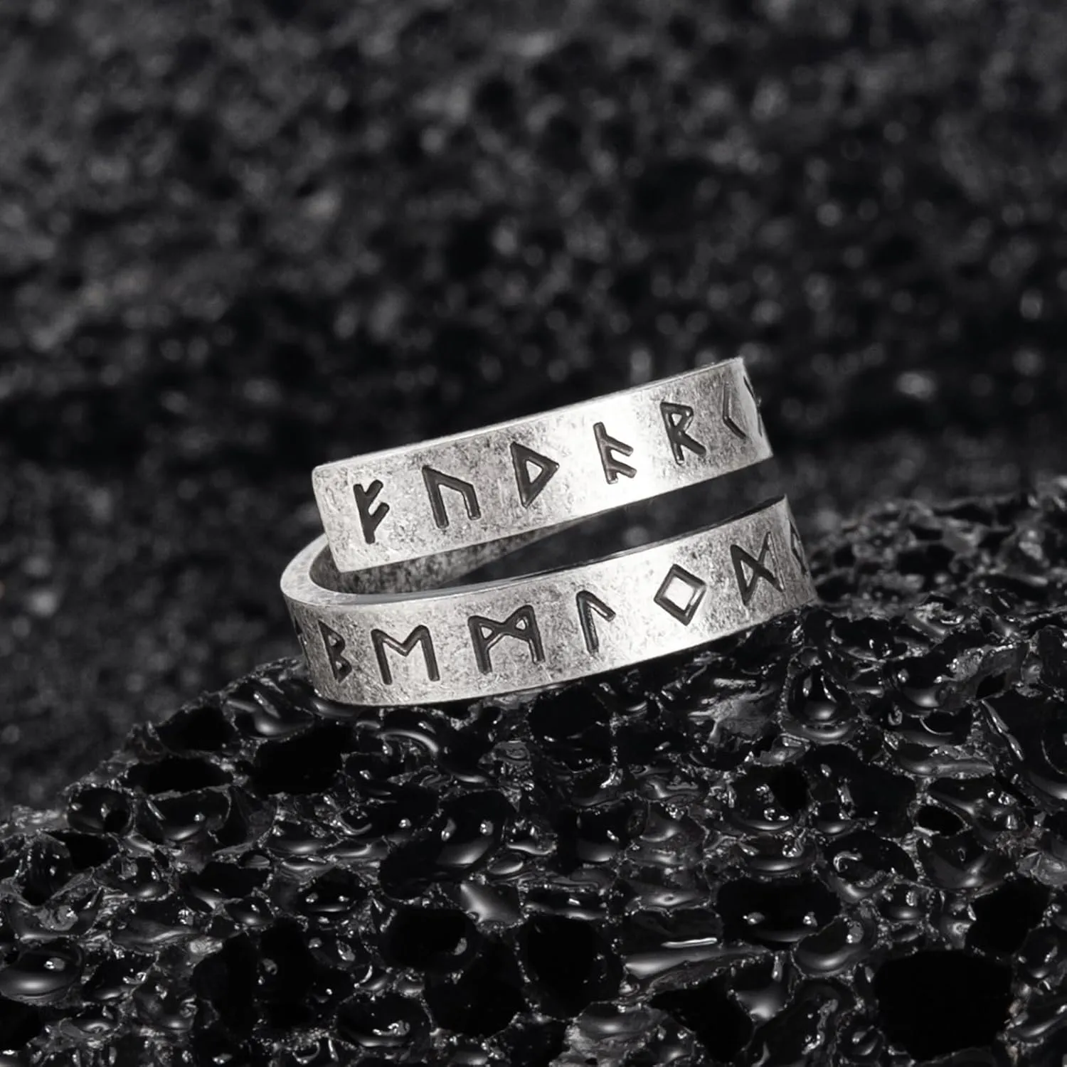 Viking Rings Stainless Steel Viking Norse Runes Wolf Raven Tree of Life Band Ring Jewelry for Men Women Size 7/8/9/10/11/12/13