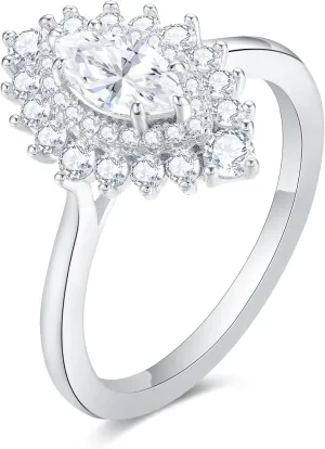 Vintage 0.44-1.1 Carat Moissanite Engagement Ring for Women, 925 Sterling Silver G Color VVS1 Moissanite Cocktail Rings, Gothic Art Deco Plated by Platinum Fake Diamond Promise Ring for Her Size 4-9
