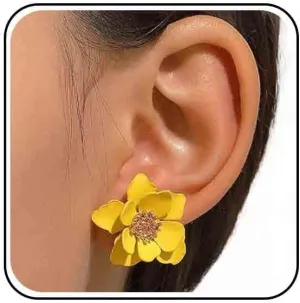 Vintage Flower Stud Earrings - Acrylic Matte Pink Jewelry for Women