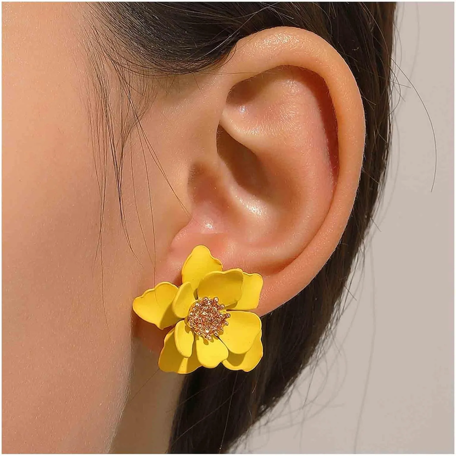 Vintage Flower Stud Earrings - Acrylic Matte Pink Jewelry for Women