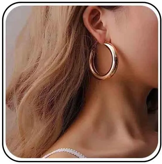 Vintage Hollow Circle Drop Earrings Large Circle Hoop Dangle Earrings Gold Circle Stud Earrings Polish Circle Huggie Earrings Jewelry for Women (Gold)