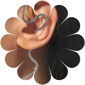 Vintage Long Snake Ear Cuff Earrings Gothic Snake Cartilage Earrings Gold Animal Snake Clip On Ear Cuff Earrings No Piercing Earrings Jewelry for Women (Gold)