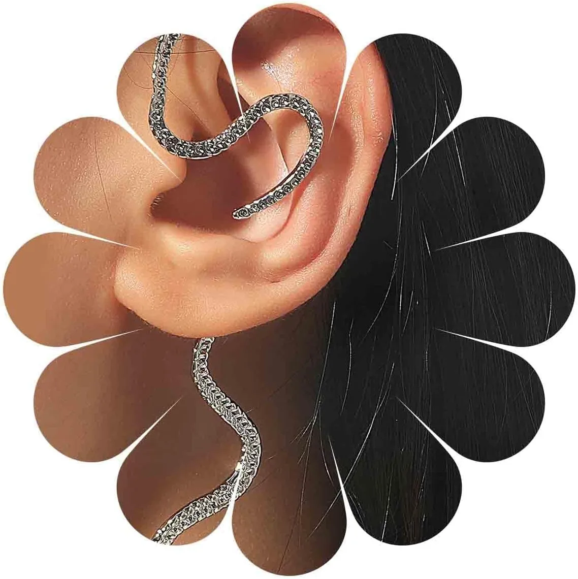 Vintage Long Snake Ear Cuff Earrings Gothic Snake Cartilage Earrings Gold Animal Snake Clip On Ear Cuff Earrings No Piercing Earrings Jewelry for Women (Gold)