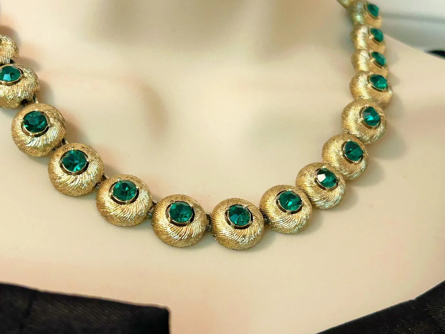 Vintage Necklace with Green Stones by STAR