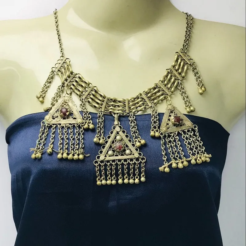 Vintage Three Dangling Pendants Necklace