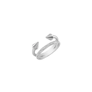Vita Fede Ring Ultra Mini Titan with Crystal Band in Silver