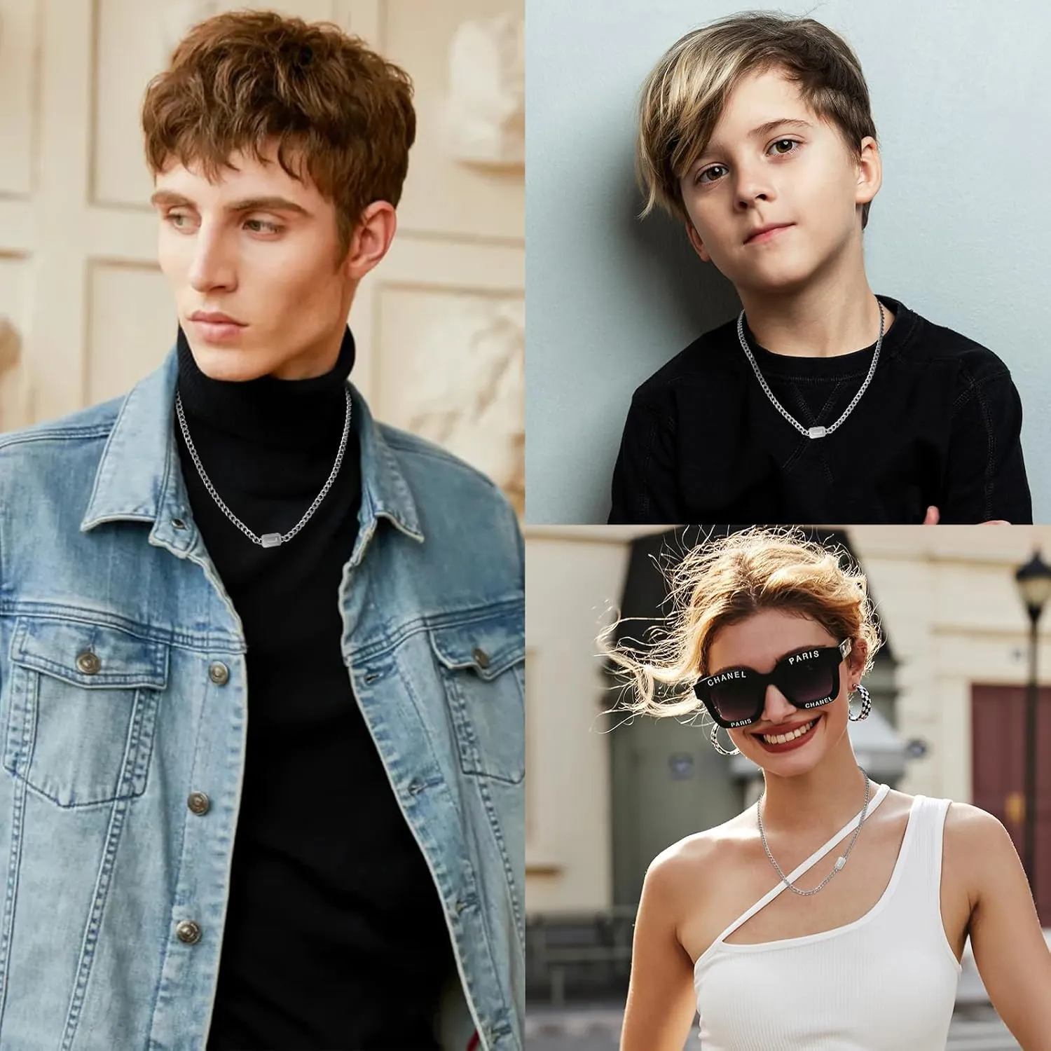 VNOX Initial Necklace for Men - Capital Letter Initial A-Z Letter Pendant Necklace for Men Boys Stainless Steel Cuban Link Necklaces Fashion Gifts for Boyfriend