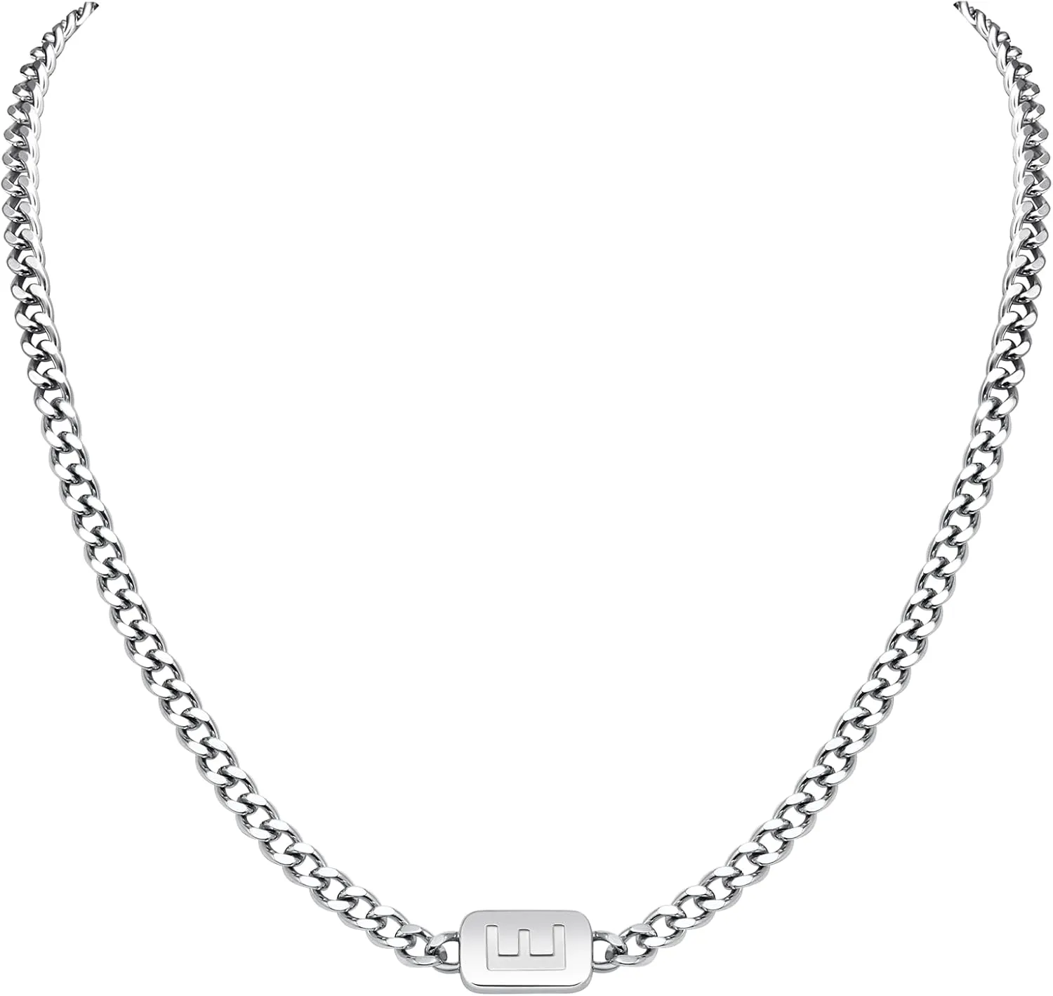 VNOX Initial Necklace for Men - Capital Letter Initial A-Z Letter Pendant Necklace for Men Boys Stainless Steel Cuban Link Necklaces Fashion Gifts for Boyfriend