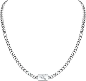VNOX Silver/Gold/Black Initial Necklace for Men - A-Z Letter Necklaces Cuban Link Chain Pendant Neckless for Mens Womens Valentines Day Christmas Birthday Jewelry Gift