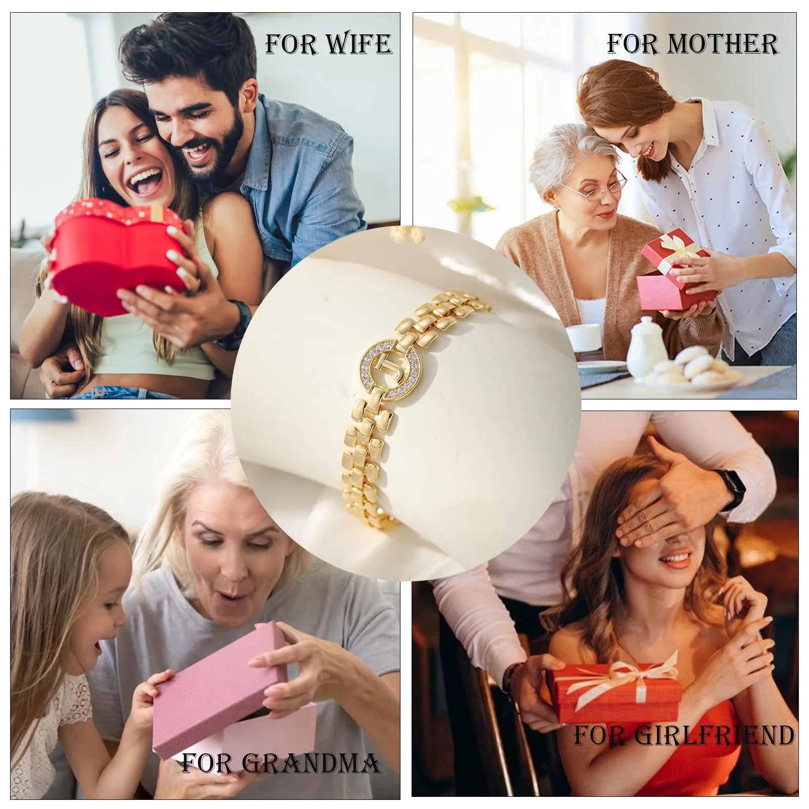 WEDDINEN Initial Bracelet,14K Gold Plated Letter Bracelets for Women, Thick Bangle Wrist Gold Alphabet Bracelet for Women, Christmas Gifts for Women Jewelry Initial S Charm Chain