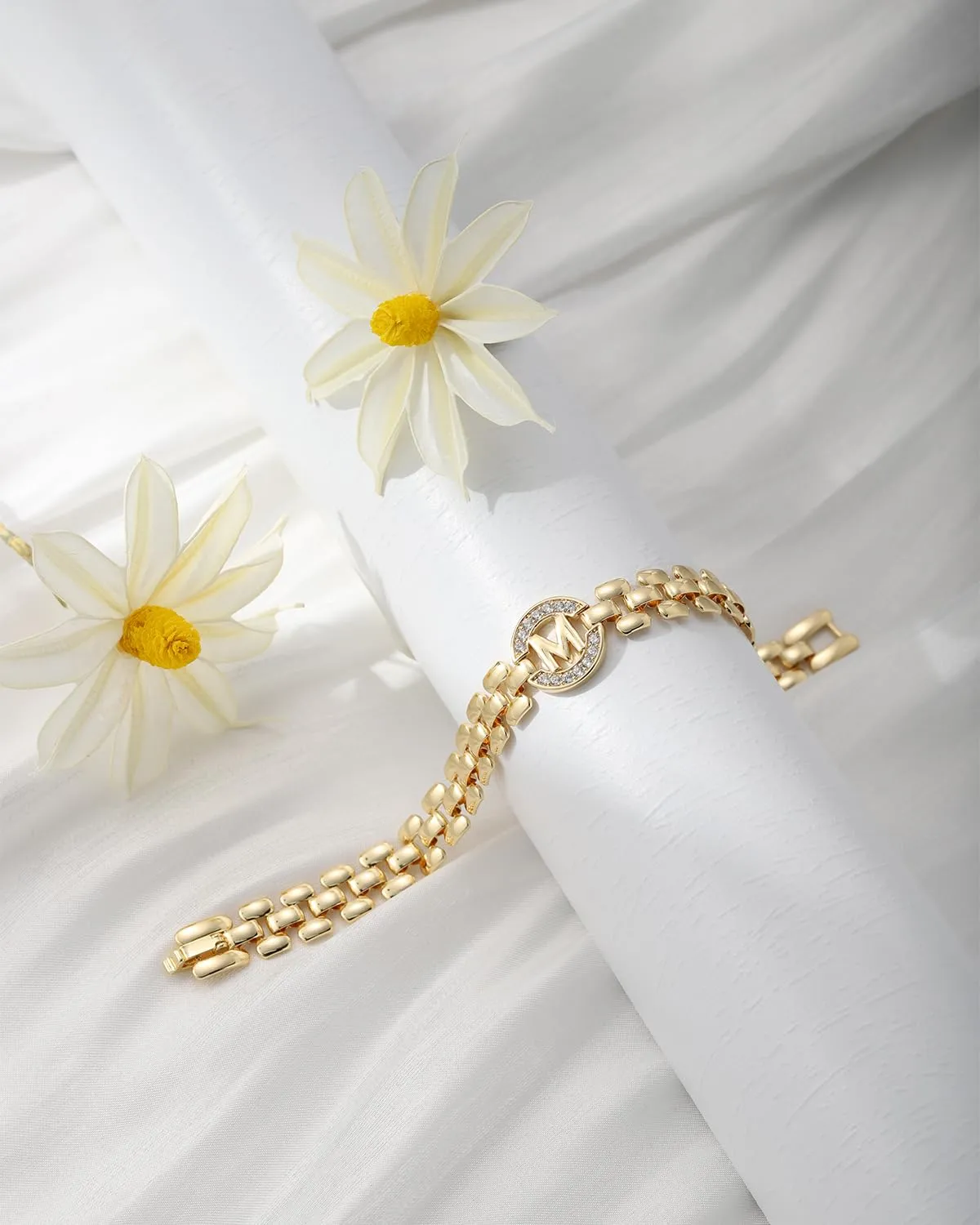 WEDDINEN Initial Bracelet,14K Gold Plated Letter Bracelets for Women, Thick Bangle Wrist Gold Alphabet Bracelet for Women, Christmas Gifts for Women Jewelry Initial S Charm Chain