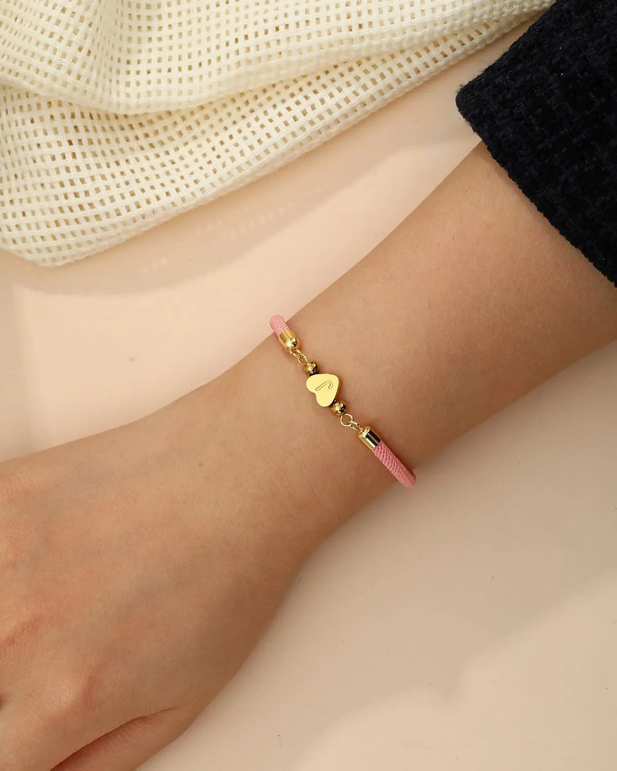 WEDDINEN Initial Bracelets A to Z Dainty Titanium Heart Love Letter Bracelets for Girls,Charm Handmade BraidedName Bracelet Women Trendy Jewelry Birthday Gift