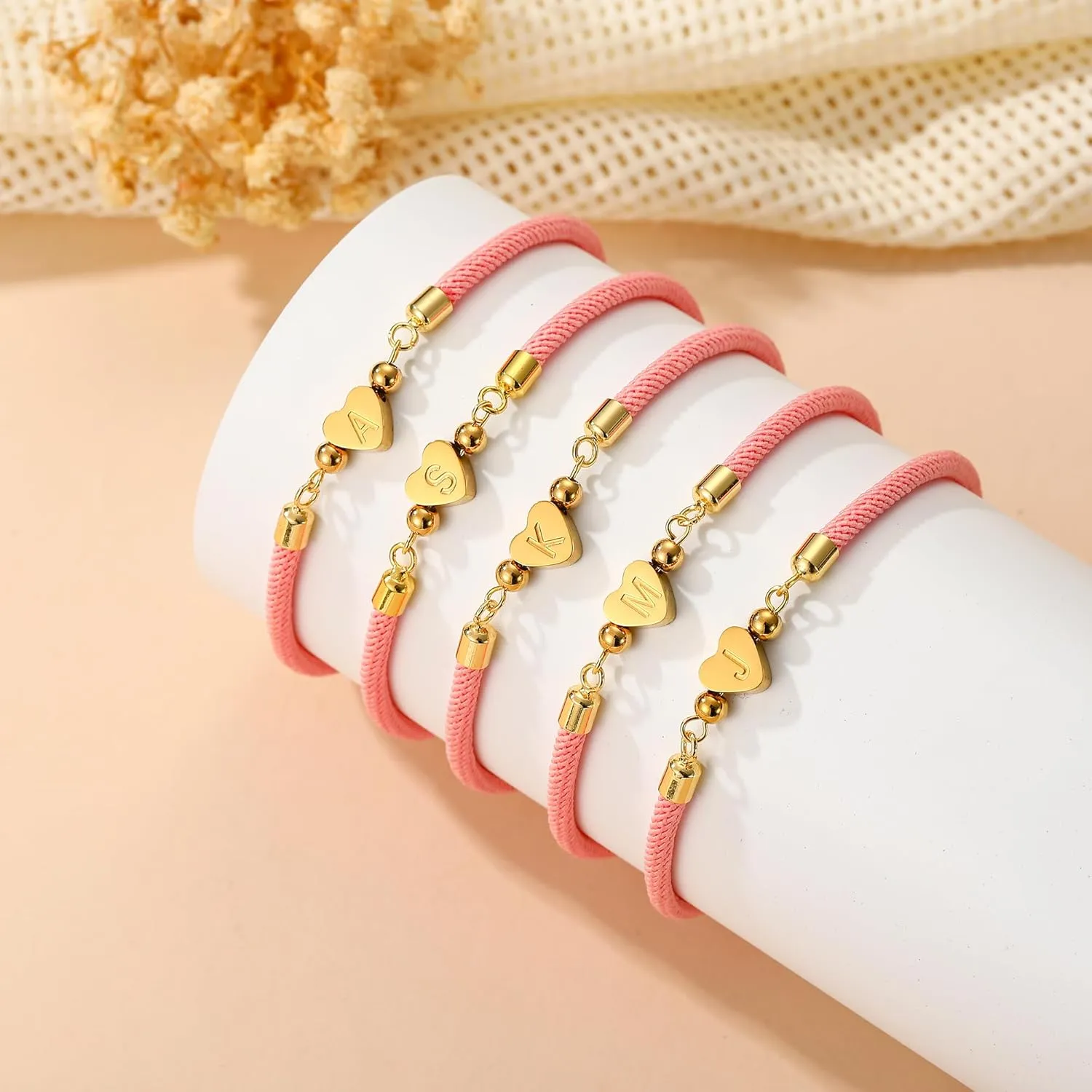 WEDDINEN Initial Bracelets A to Z Dainty Titanium Heart Love Letter Bracelets for Girls,Charm Handmade BraidedName Bracelet Women Trendy Jewelry Birthday Gift
