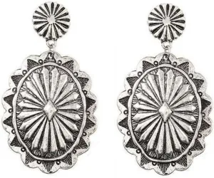 Western Earrings for Women Vintage Concho Earrings Silver Country Concert Western Jewelry for Women Cowgirl