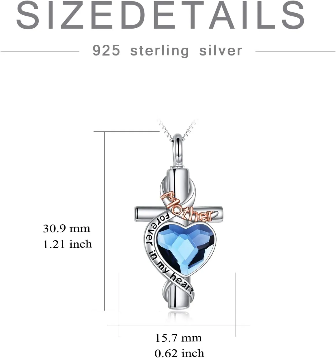 WINNICACA Urn Necklaces for Ashes Sterling Silver Cremation Jewelry for Ashes Urns for Human Ashes Pendant Necklace with Funnel Filler Kit