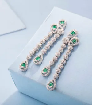 Winter Bloom Earrings-Green (Silver)