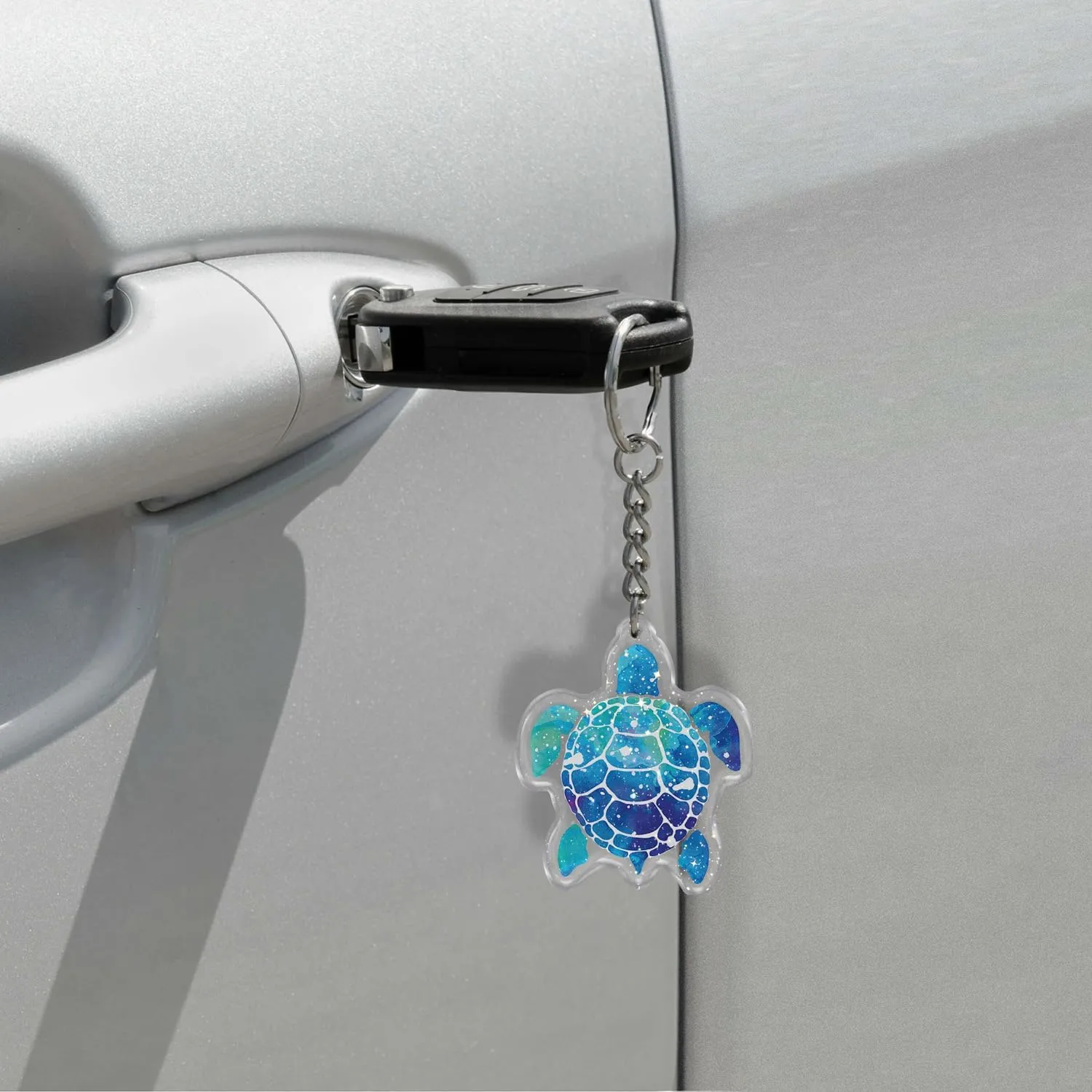 WIRESTER Sparkling Glitter Double Sided Acrylic Keychain for Keys, Cars, Motorcycles, Backpacks, Travel