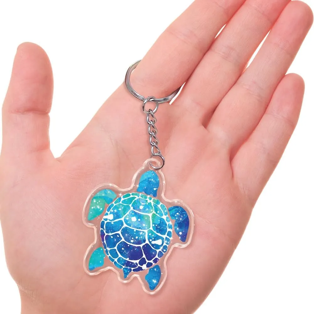 WIRESTER Sparkling Glitter Double Sided Acrylic Keychain for Keys, Cars, Motorcycles, Backpacks, Travel