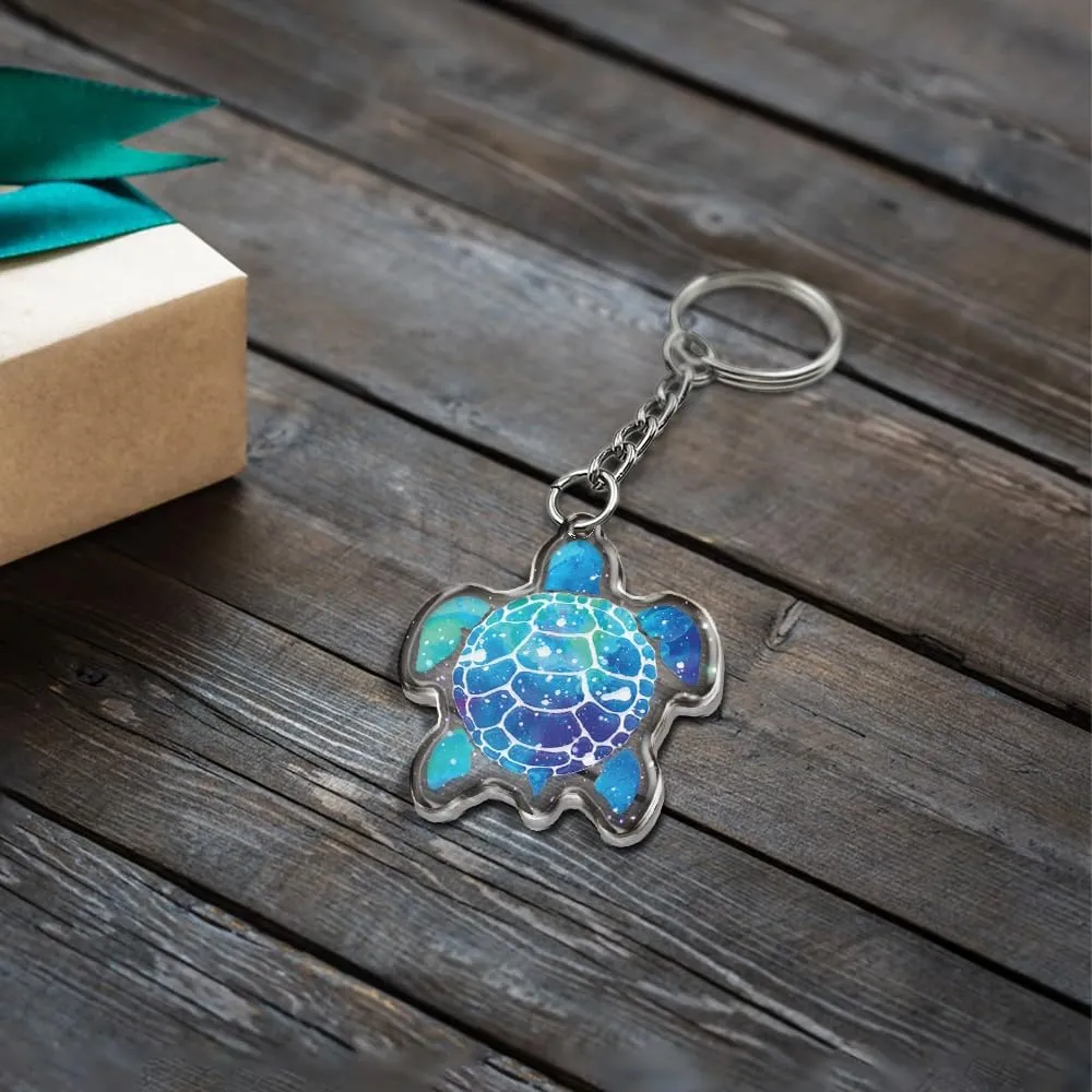 WIRESTER Sparkling Glitter Double Sided Acrylic Keychain for Keys, Cars, Motorcycles, Backpacks, Travel