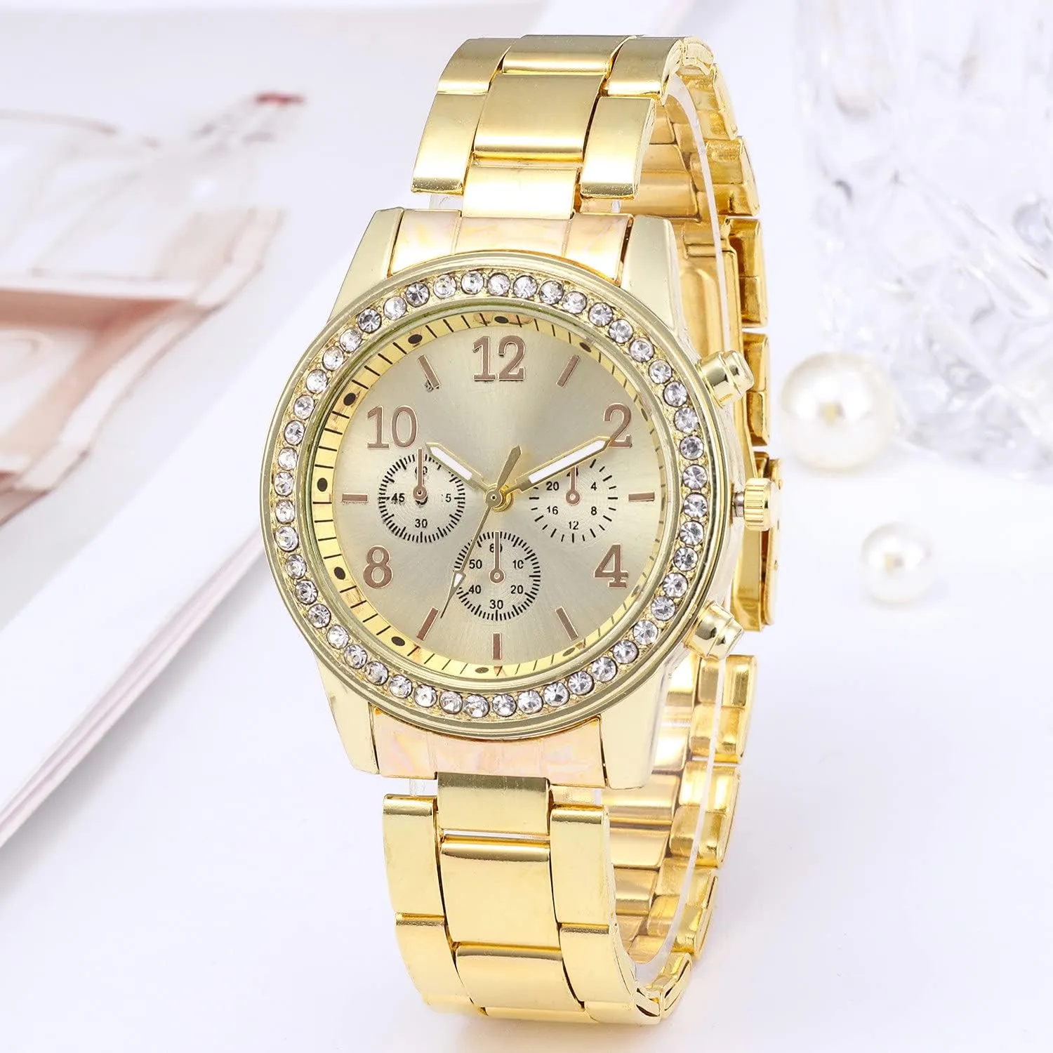 Women Quartz Watches Ladies Casual Wrist Watch Classic Analog Crystals Stainless Steel Watch Gift
