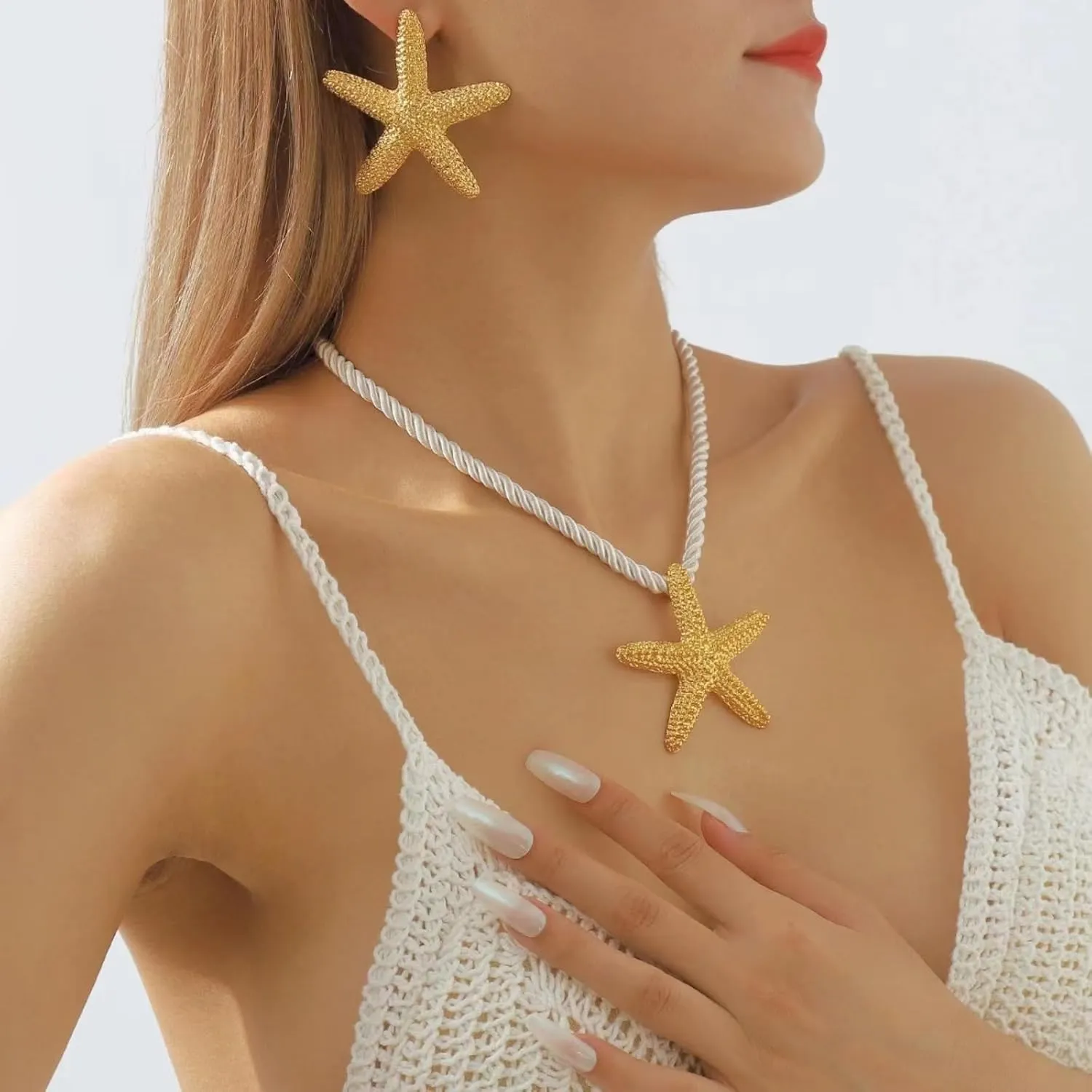 Women Seashell Charm Beach Jewelry Sets Shells/Suns/Star/Flowers/Snails Necklace 2024 Ocean Vacation Beach Retro Fashion Earrings Necklace Summer Women Gift