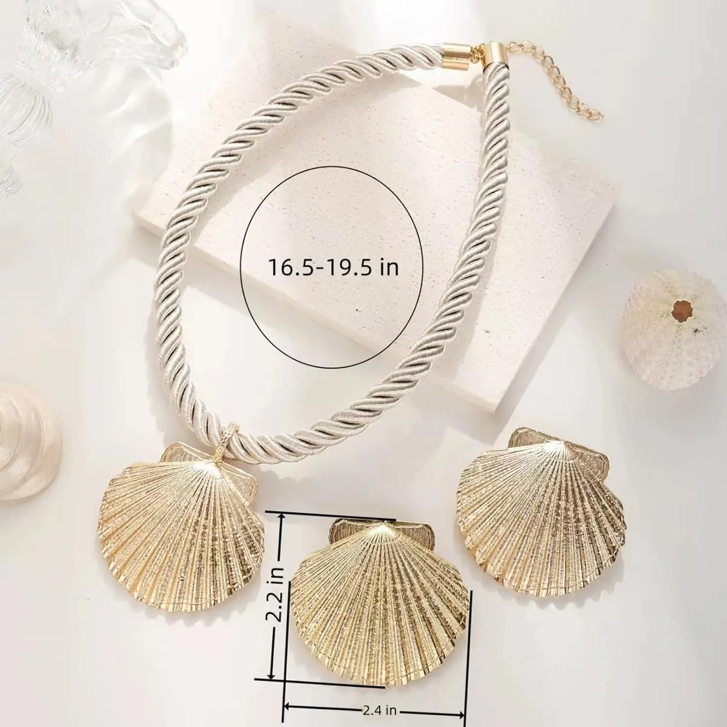 Women Seashell Charm Beach Jewelry Sets Shells/Suns/Star/Flowers/Snails Necklace 2024 Ocean Vacation Beach Retro Fashion Earrings Necklace Summer Women Gift