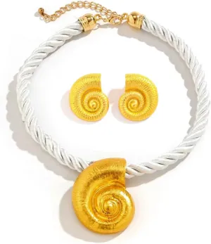 Women Seashell Charm Beach Jewelry Sets Shells/Suns/Star/Flowers/Snails Necklace 2024 Ocean Vacation Beach Retro Fashion Earrings Necklace Summer Women Gift