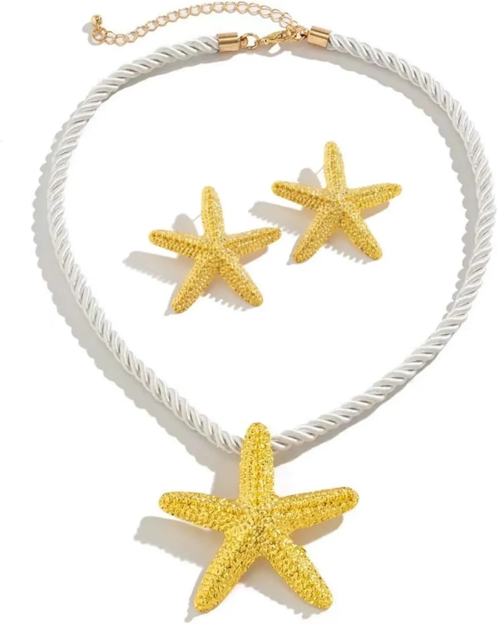 Women Seashell Charm Beach Jewelry Sets Shells/Suns/Star/Flowers/Snails Necklace 2024 Ocean Vacation Beach Retro Fashion Earrings Necklace Summer Women Gift